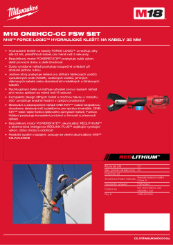 MILWAUKEE M18™ FORCE LOGIC™ Hydraulické kleště na kabely 35 mm 4933464308 A4 PDF