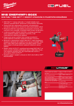 MILWAUKEE M18 FUEL™ ONE-KEY™ 1″ rázový utahovák s pojistným kroužkem 4933499254 A4 PDF