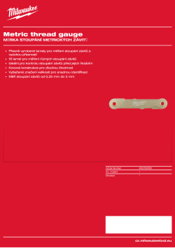 MILWAUKEE Měrka stoupání metrických závitů 0,35-3,00 mm 4932500630 A4 PDF