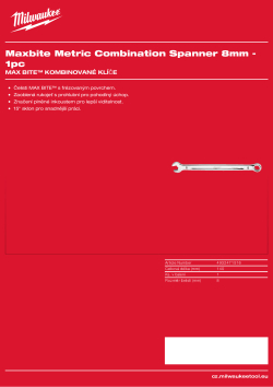 MILWAUKEE Metrický kombinovaný klíč MAX BITE™ 8 mm 4932471516 A4 PDF