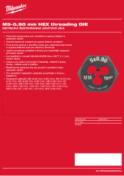 MILWAUKEE Šestihranné závitové oko M5–0,90 mm 4932500612 A4 PDF