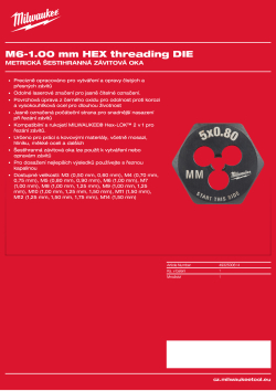 MILWAUKEE Šestihranné závitové oko M6–1,00 mm 4932500614 A4 PDF