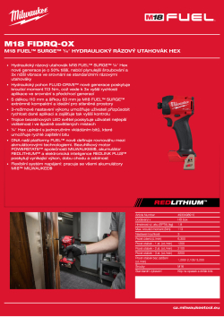 MILWAUKEE M18 FUEL™ SURGE™ ¼″ hydraulický rázový utahovák Hex 4933498910 A4 PDF