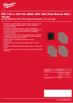 MILWAUKEE Power Grid 115 x 107 mm, H&L, GR 80/120/180, sada s podložkou Pad Saver – 10 ks 4932500197 A4 PDF