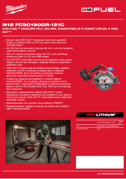 MILWAUKEE M18 FUEL™ okružní pila 190 mm, kompatibilní s vodicí lištou a ONE-KEY™ 4933498994 A4 PDF
