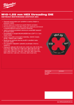MILWAUKEE Šestihranné závitové oko M10–1,25 mm 4932500621 A4 PDF