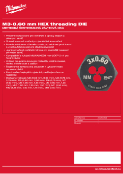 MILWAUKEE Šestihranné závitové oko M3–0,60 mm 4932500608 A4 PDF