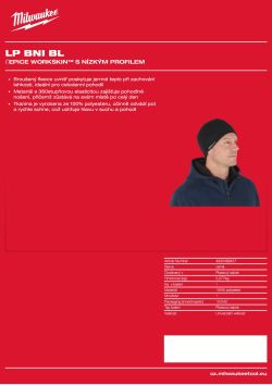 MILWAUKEE Čepice WORKSKIN™ s nízkým profilem 4932499427 A4 PDF