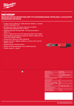 MILWAUKEE Bezkontaktní detektor napětí s integrovanou svítilnou a dvojitým rozsahem detekce 4933500162 A4 PDF