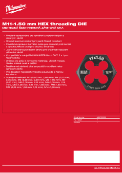 MILWAUKEE Šestihranné závitové oko M11–1,50 mm 4932500623 A4 PDF