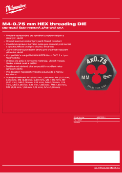 MILWAUKEE Šestihranné závitové oko M4–0,75 mm 4932500611 A4 PDF