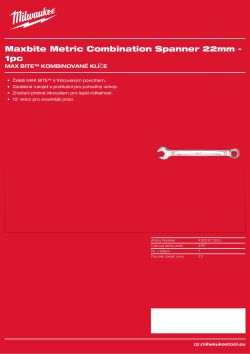 MILWAUKEE Metrický kombinovaný klíč MAX BITE™ 22mm 4932471530 A4 PDF