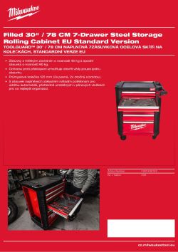 MILWAUKEE Plně vybavená sada nářadí – 206 ks v červené dílenské ocelové skříni TOOLGUARD™ 30″ / 78 cm, verze EU Standard 4932498185 A4 PDF