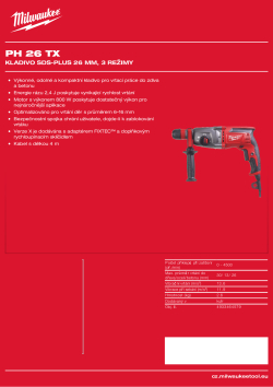 MILWAUKEE Kladivo SDS-plus 26 mm, 3 režimy s FIXTEC 4933464579 A4 PDF