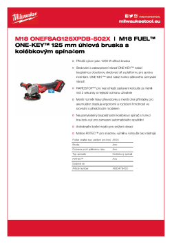 MILWAUKEE M18 FUEL™ ONE-KEY™ 125 mm úhlová bruska s kolébkovým spínačem 4933478435 A4 PDF