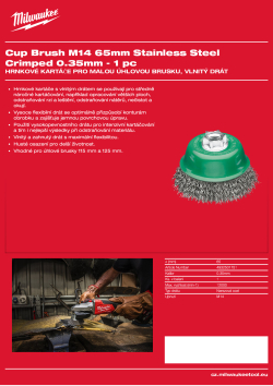 MILWAUKEE Hrnkový kartáč M14 65 mm, nerezový, vlnitý drát 0,35 mm – 1 ks 4932501751 A4 PDF