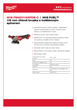 MILWAUKEE M18 FUEL™ 115 mm úhlová bruska s kolébkovým spínačem 4933478774 A4 PDF