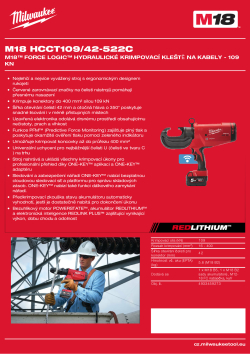 MILWAUKEE M18™ FORCE LOGIC™ hydraulické krimpovací kleště na kabely 109 kN 4933459273 A4 PDF