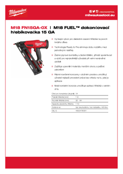 MILWAUKEE M18 FUEL™ úhlová dokončovací hřebíkovačka 15 GA 4933478091 A4 PDF