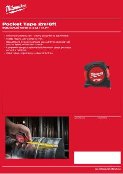 MILWAUKEE 2 m / 6' Tape Measure 4932501679 A4 PDF