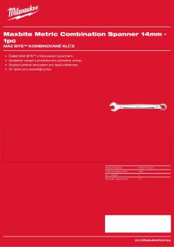 MILWAUKEE Metrický kombinovaný klíč MAX BITE™ 14 mm 4932471522 A4 PDF
