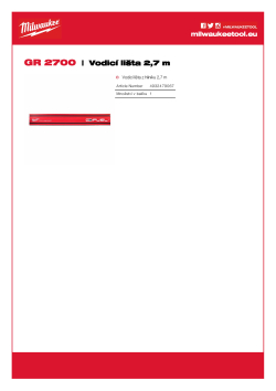 MILWAUKEE Hliníková vodicí lišta 2,7 m 4932479067 A4 PDF
