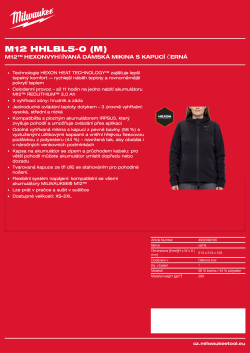 MILWAUKEE M12™Vyhřívaná dámská mikina s kapucí černá 4932499195 A4 PDF