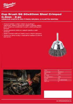 MILWAUKEE Hrnkový kartáč S6 50×20 mm, ocelový, vlnitý drát 0,3 mm – 3 ks 4932501717 A4 PDF