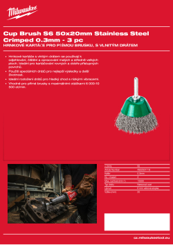 MILWAUKEE Hrnkový kartáč S6 50×20 mm, nerezový, vlnitý drát 0,3 mm – 3 ks 4932501718 A4 PDF