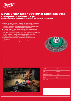 MILWAUKEE Šikmý kartáč M14 100×10 mm, nerezový, vlnitý drát 0,35 mm – 1 ks 4932501749 A4 PDF