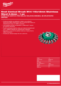 MILWAUKEE Kuželový kartáč M14 115×12 mm, nerezový, splétaný drát 0,5 mm – 1 ks 4932501747 A4 PDF