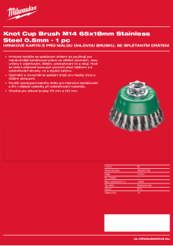 MILWAUKEE Hrnkový kartáč M14 65×18 mm, nerez, splétaný drát 0,5 mm – 1 ks 4932501736 A4 PDF