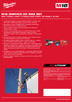 MILWAUKEE M18™ FORCE LOGIC™ Hydraulické kleště na kabely 35 mm 4933464306 A4 PDF