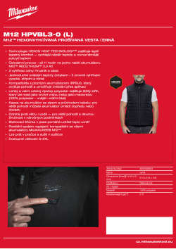 MILWAUKEE M12™ vyhřívaná prošívaná vesta černá 4932493844 A4 PDF