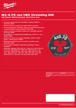 MILWAUKEE Šestihranné závitové oko M4–0,70 mm 4932500610 A4 PDF