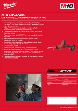 MILWAUKEE M18™ HACKZALL™ kompaktní pilka na kov 4933501114 A4 PDF