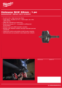 MILWAUKEE Shockwave Holesaws 4932501137 A4 PDF