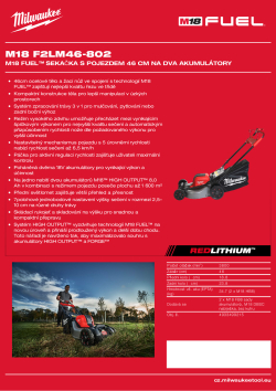 MILWAUKEE M18 FUEL™ sekačka s pojezdem 46 cm na dva akumulátory 4933499215 A4 PDF