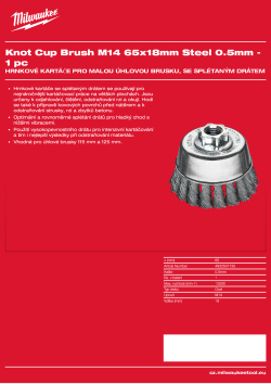 MILWAUKEE Hrnkový kartáč M14 65×18 mm, ocelový, splétaný drát 0,5 mm – 1 ks 4932501735 A4 PDF
