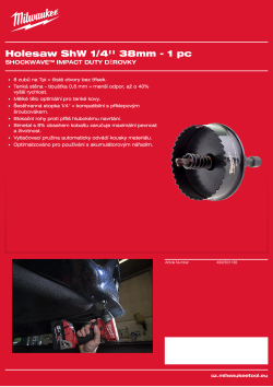 MILWAUKEE Shockwave Holesaws 4932501138 A4 PDF