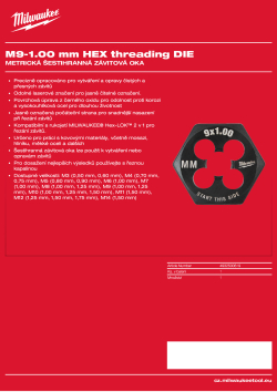 MILWAUKEE Šestihranné závitové oko M9–1,00 mm 4932500619 A4 PDF