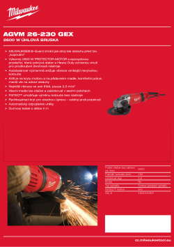 MILWAUKEE 2600W úhlová bruska s odpružením AVS a ochranou proti zpětnému rázu 4933402365 A4 PDF
