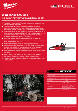 MILWAUKEE M18 FUEL™ řetězová pila s lištou 30 cm 4933499219 A4 PDF