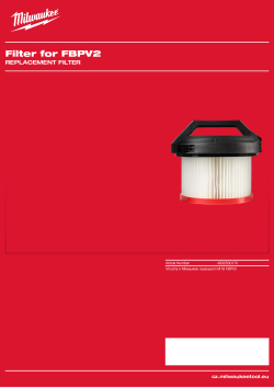 MILWAUKEE Filtr pro FBPV2 4932500170 A4 PDF