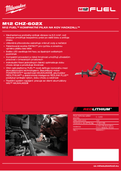 MILWAUKEE M12 FUEL™ HACKZAL™ kompaktní pilka na kov 4933501117 A4 PDF