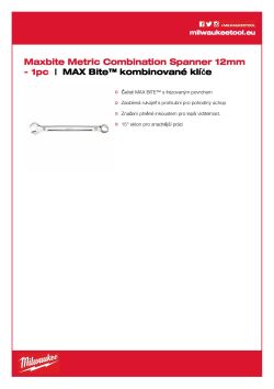 MILWAUKEE Metrický kombinovaný klíč MAX BITE™ 12 mm 4932471520 A4 PDF