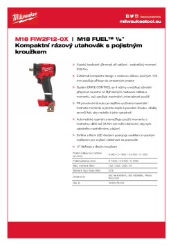 MILWAUKEE M18 FUEL™ ½″ kompaktní rázový utahovák s pojistným kroužkem 4933478443 A4 PDF