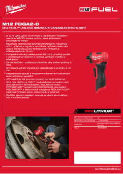 MILWAUKEE M12 FUEL™ úhlová bruska s variabilní rychlostí 4933498979 A4 PDF