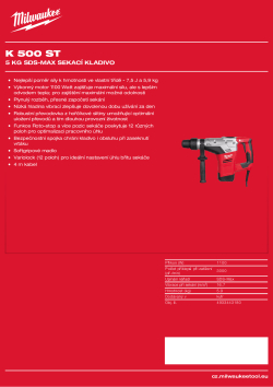 MILWAUKEE 5 kg profesionální bourací kladivo SDS-Max 4933443180 A4 PDF