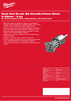 MILWAUKEE Štětcový kartáč S6 22×28×72 mm, ocelový, splétaný drát 0,35 mm – 3 ks 4932501732 A4 PDF